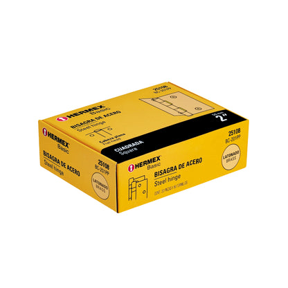 Bisagra cuadrada 2', latonado, cabeza plana, Hermex Basic BC-201PP 25108 MM1