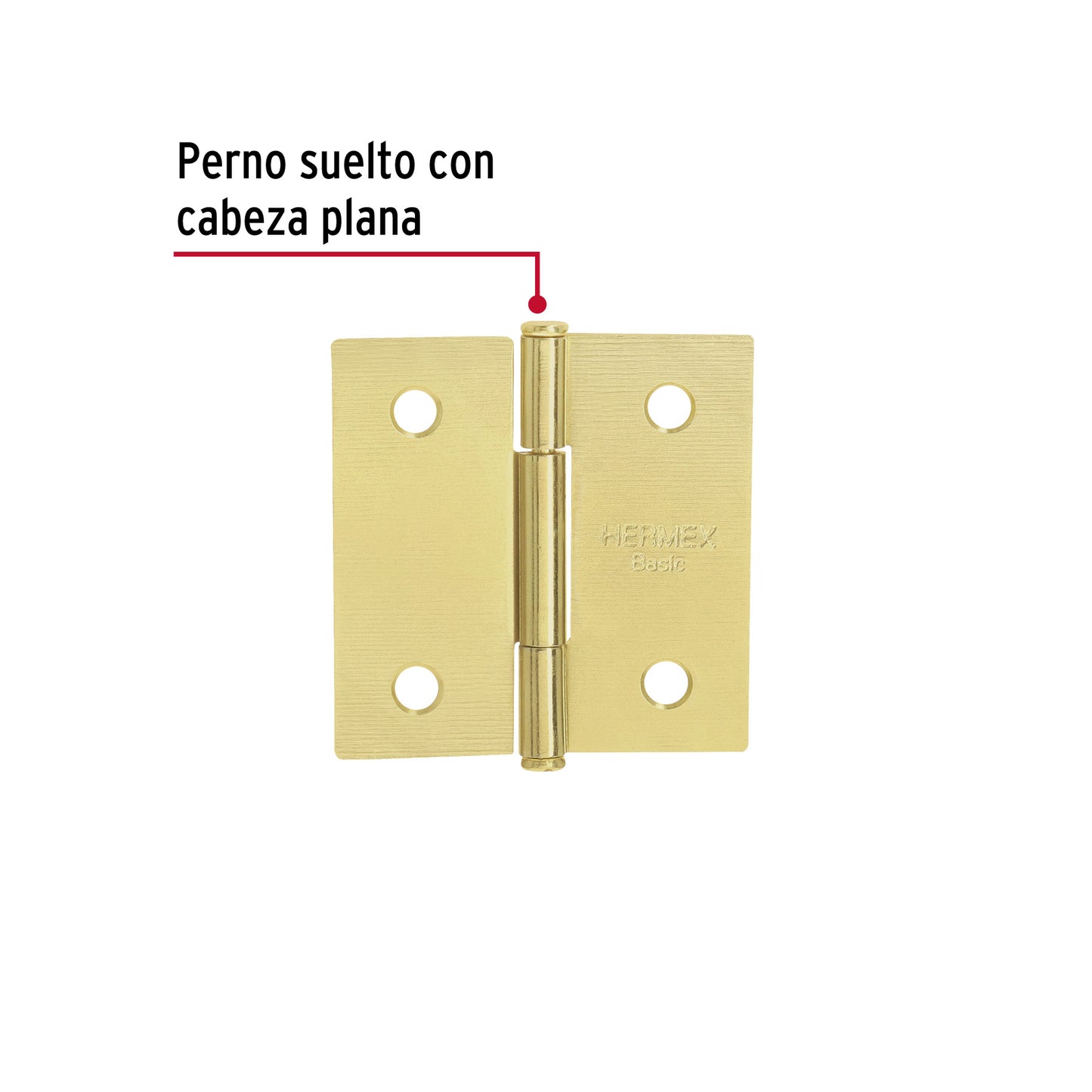 Bisagra cuadrada 2', latonado, cabeza plana, Hermex Basic BC-201PP 25108 MM1