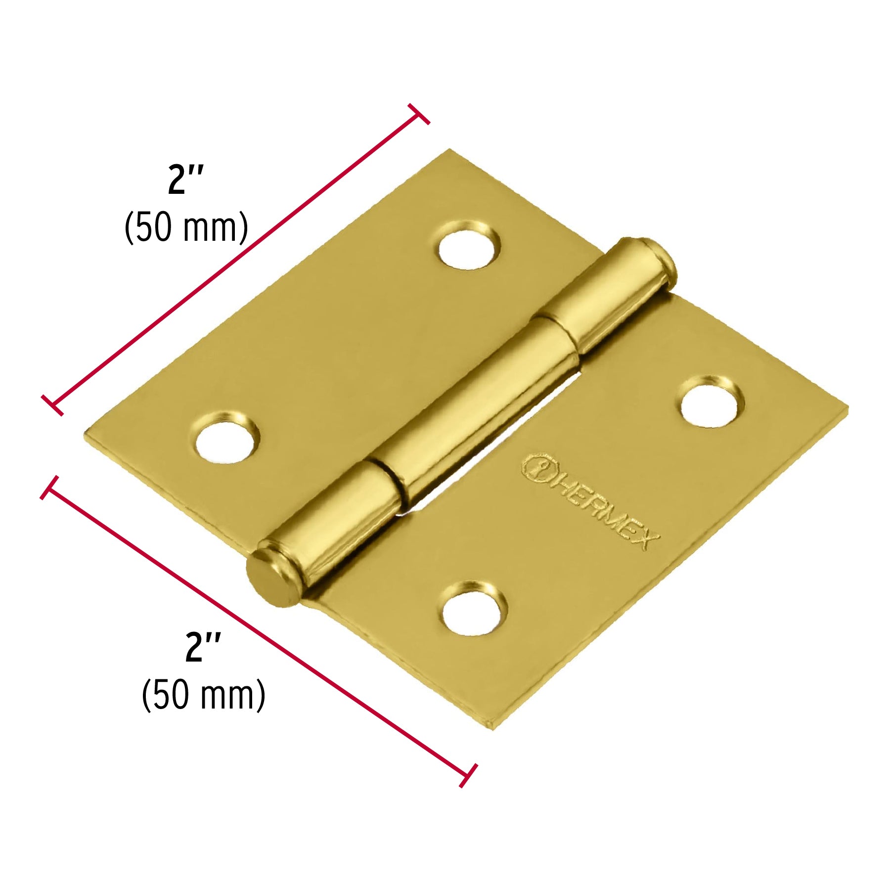 Bisagra cuadrada 2' acero latonado, cabeza plana, Hermex BC-201P 43235 MM0