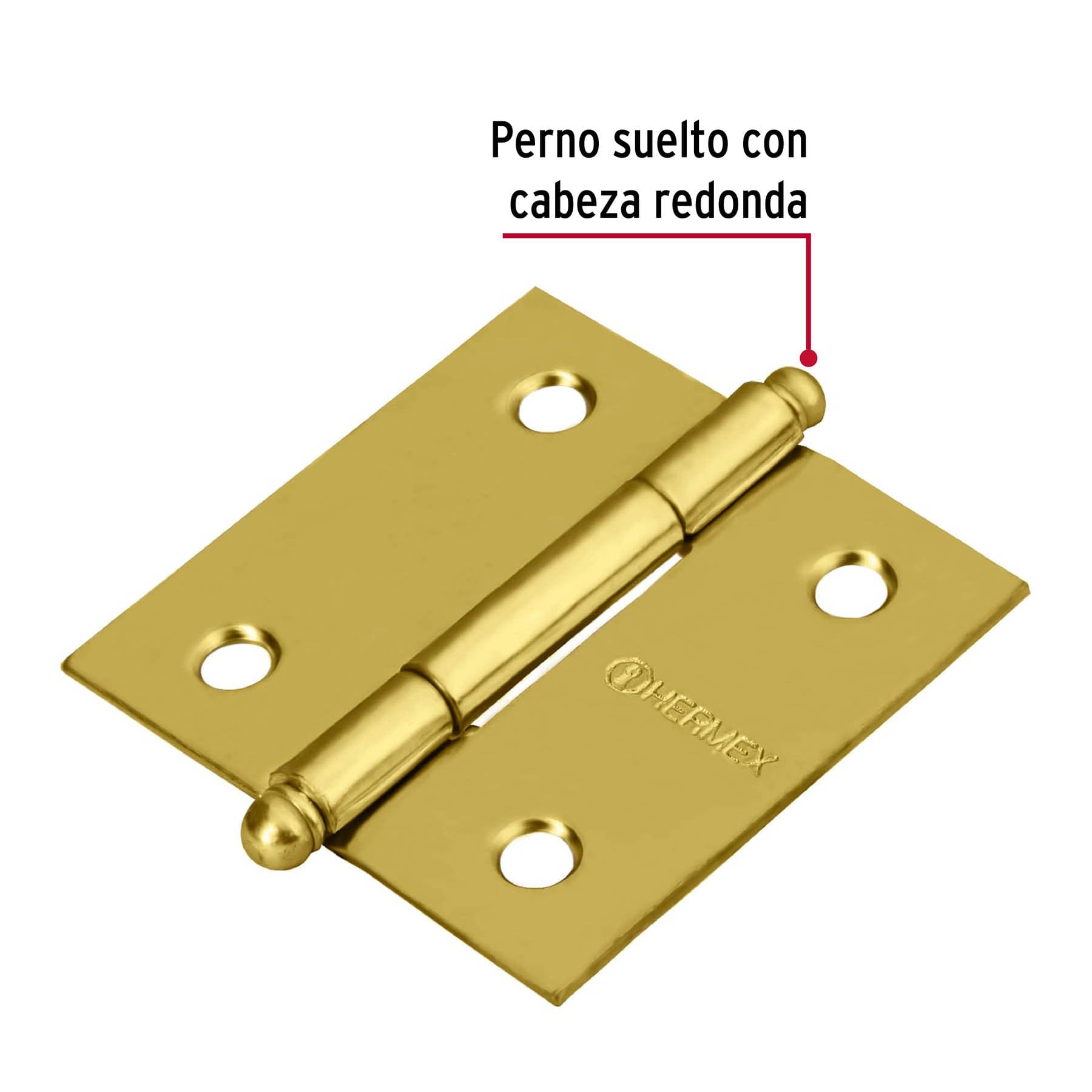 Bisagra cuadrada 2' a. latonado, cabeza redonda, Hermex BC-201R 43230 MM0