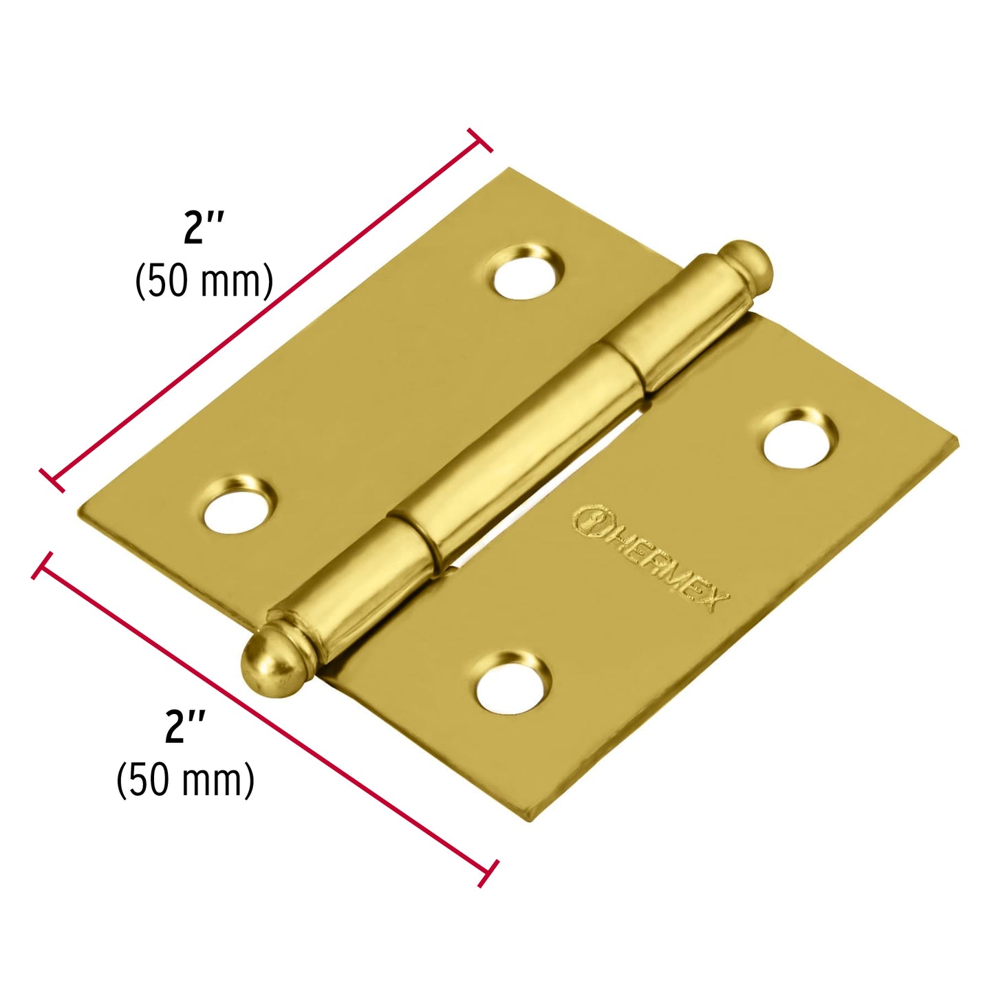 Bisagra cuadrada 2' a. latonado, cabeza redonda, Hermex BC-201R 43230 MM0