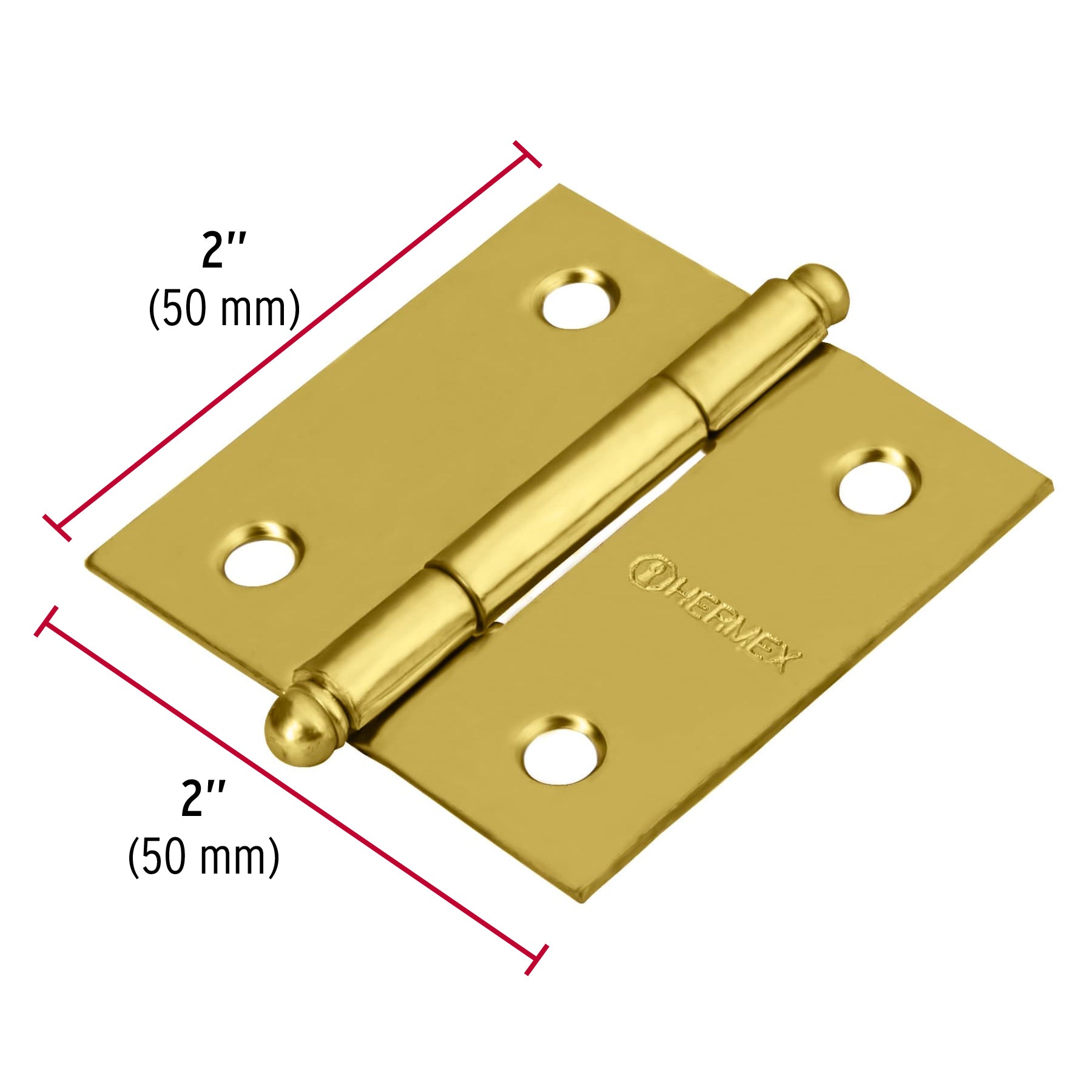 Bisagra cuadrada 2' a. latonado, cabeza redonda, Hermex BC-201R 43230 MM0