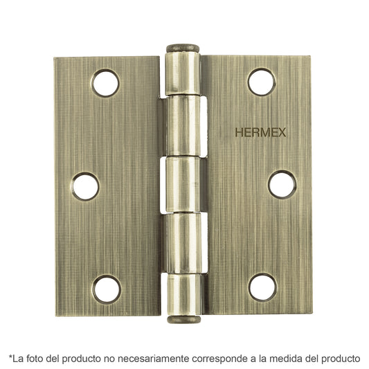 Bisagra cuadrada 2', latón antiguo, cabeza plana, Hermex BC-202P 43249 MM0