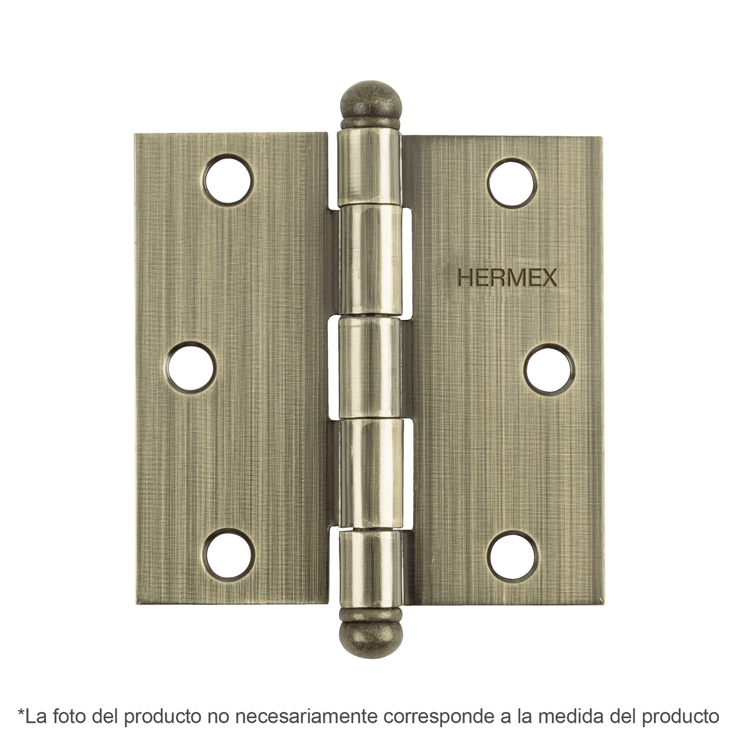 Bisagra cuadrada 2', latón antiguo, cabeza redonda, Hermex BC-202R 43244 MM0