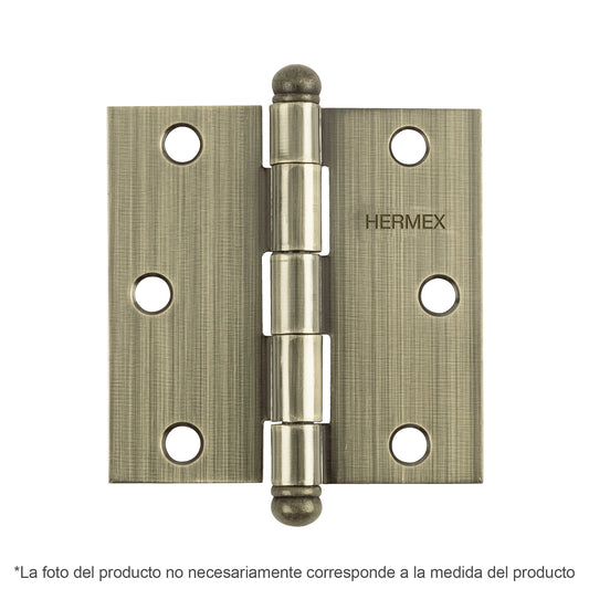 Bisagra cuadrada 2', latón antiguo, cabeza redonda, Hermex BC-202R 43244 MM0