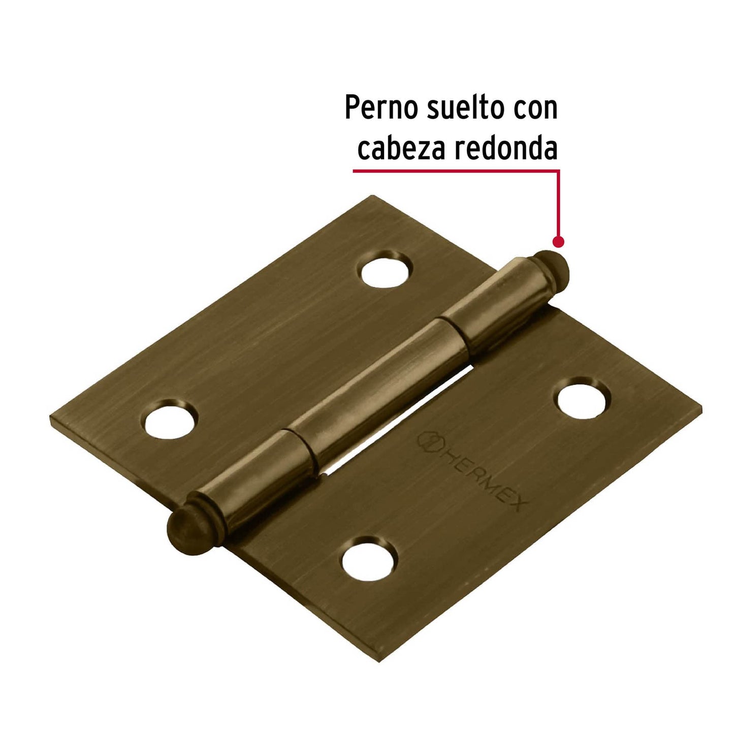 Bisagra cuadrada 2', latón antiguo, cabeza redonda, Hermex BC-202R 43244 MM0