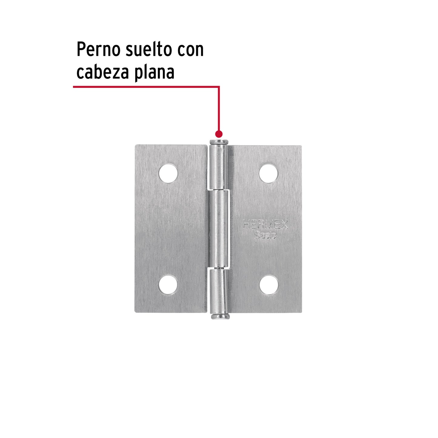 Bisagra cuadrada 2', cromo mate, cabeza plana, Basic BC-203PP 25106 MM1