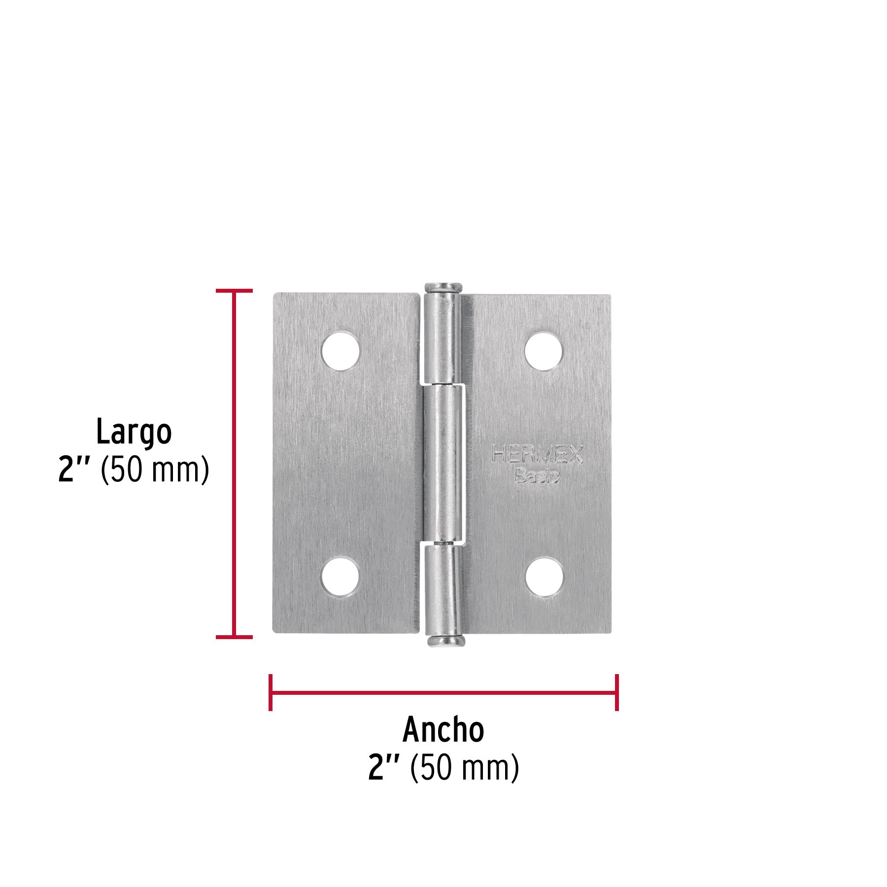 Bisagra cuadrada 2', cromo mate, cabeza plana, Basic BC-203PP 25106 MM1