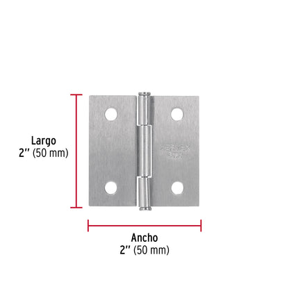 Bisagra cuadrada 2', cromo mate, cabeza plana, Basic BC-203PP 25106 MM1