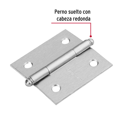 Bisagra cuadrada 2', cromo mate, cabeza redonda, Hermex BC-203R 43254 MM0