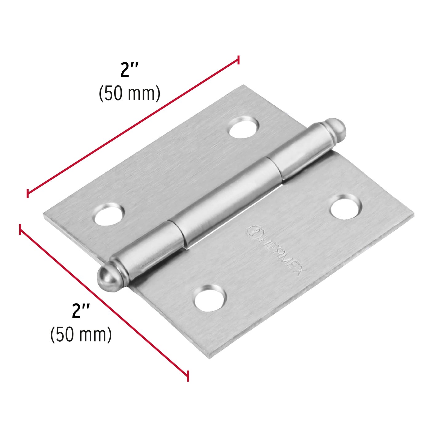 Bisagra cuadrada 2', cromo mate, cabeza redonda, Hermex BC-203R 43254 MM0