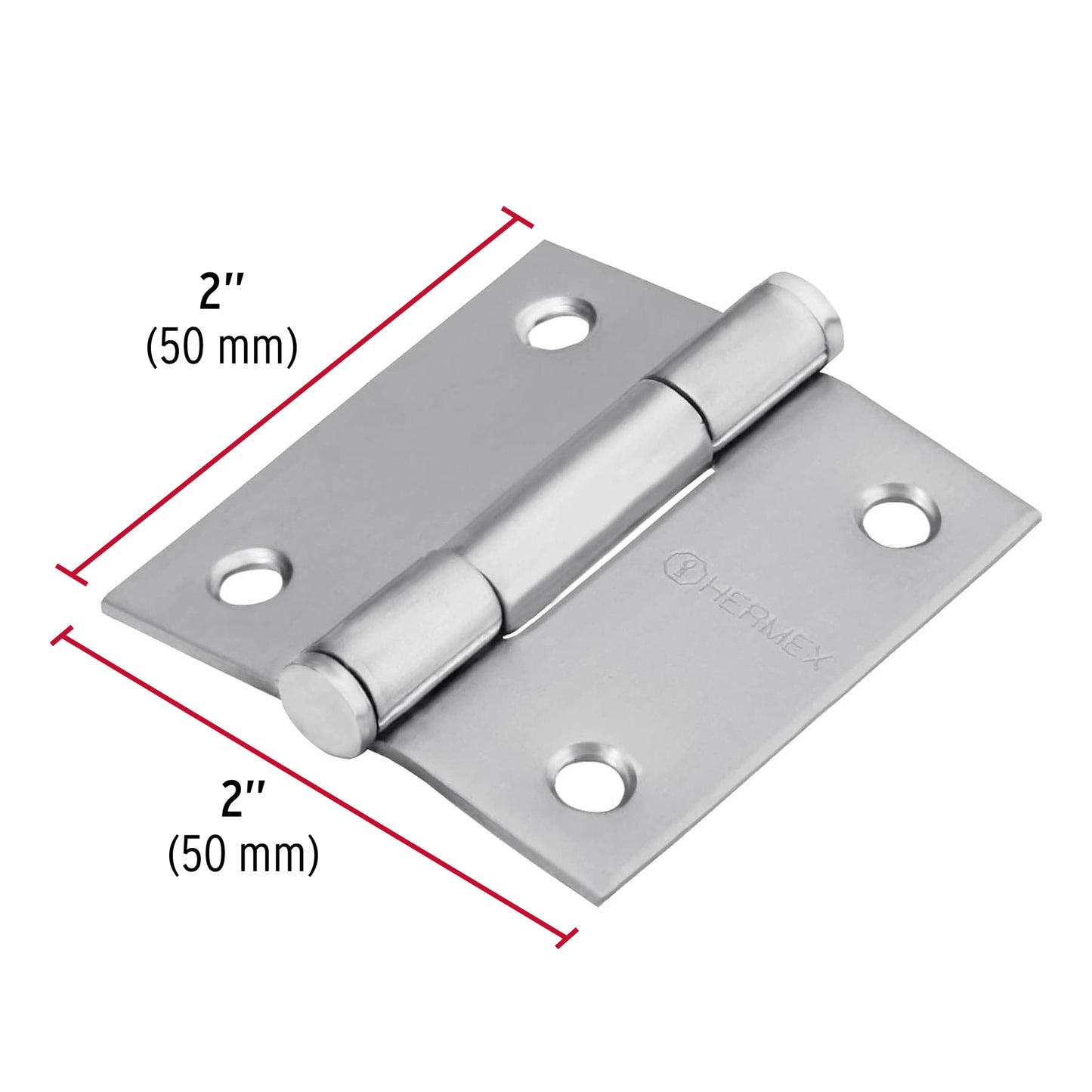 Bisagra cuadrada 2' acero inox, cabeza plana, Hermex BC-204P 43225 MM00