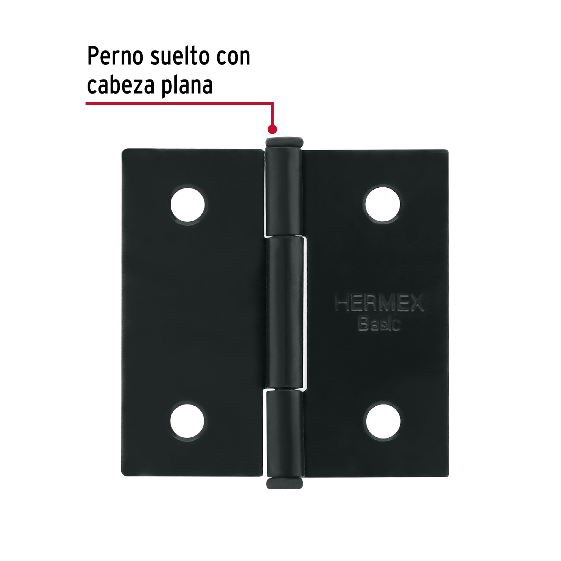 Bisagra cuadrada 2', negro mate, cabeza plana, Basic BC-206PP 27132 MM00