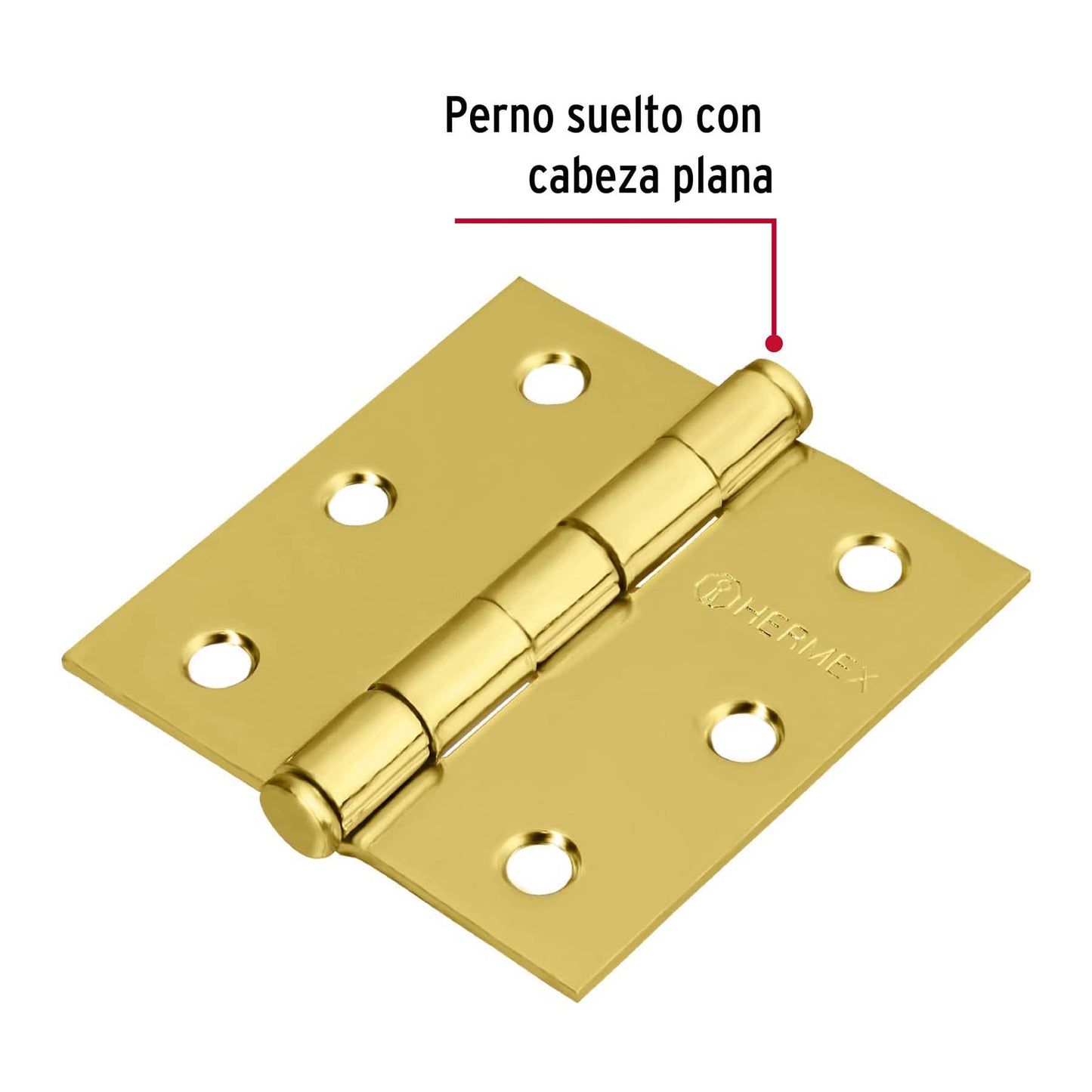 Bisagra cuadrada 2-1/2' acero latonado, cabeza plana, Hermex BC-251P 43236 MM0