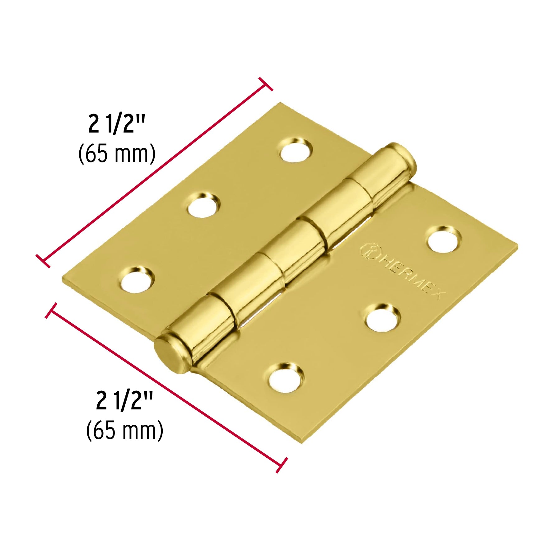 Bisagra cuadrada 2-1/2' acero latonado, cabeza plana, Hermex BC-251P 43236 MM0