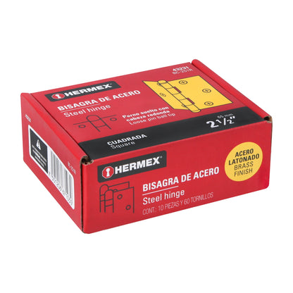 Bisagra cuadrada 2-1/2' a. latonado, cabeza redonda, Hermex BC-251R 43231 MM0