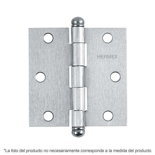 Bisagra cuadrada 2-1/2', cromo mate, cabeza redonda, Hermex BC-253R 43255 MM0