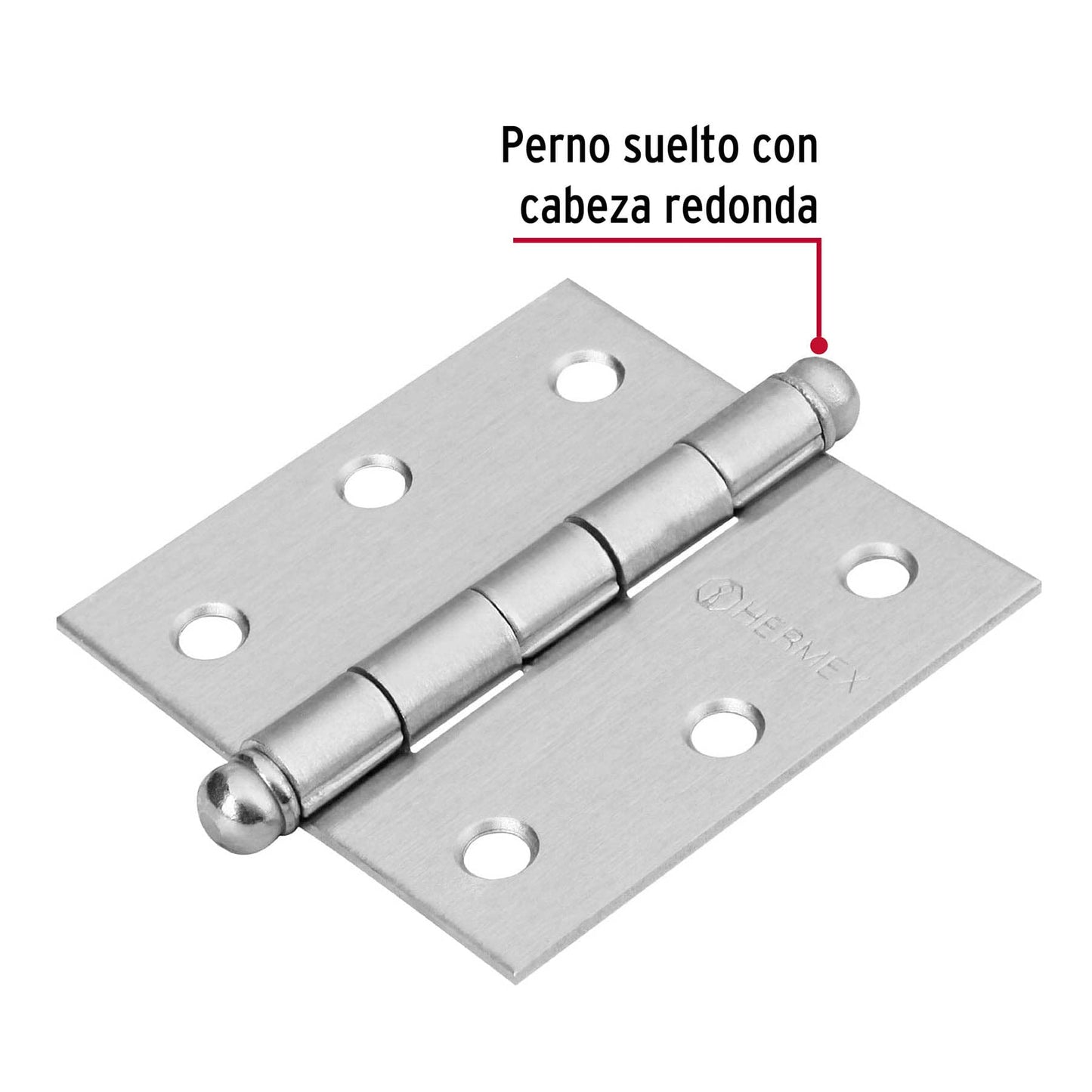 Bisagra cuadrada 2-1/2', cromo mate, cabeza redonda, Hermex BC-253R 43255 MM0