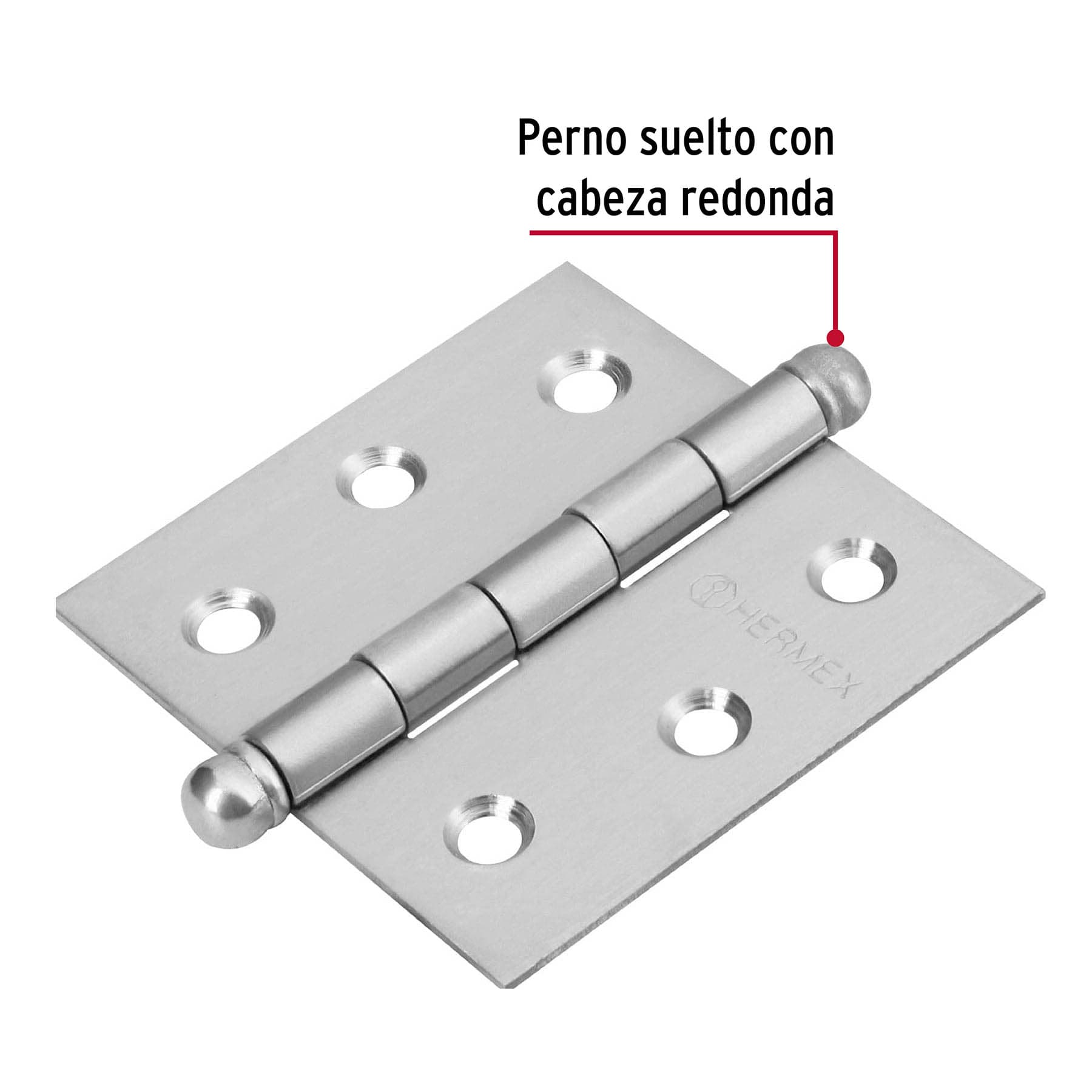 Bisagra cuadrada 2-1/2' acero inox, cabeza redonda, Hermex BC-254R 43221 MM00