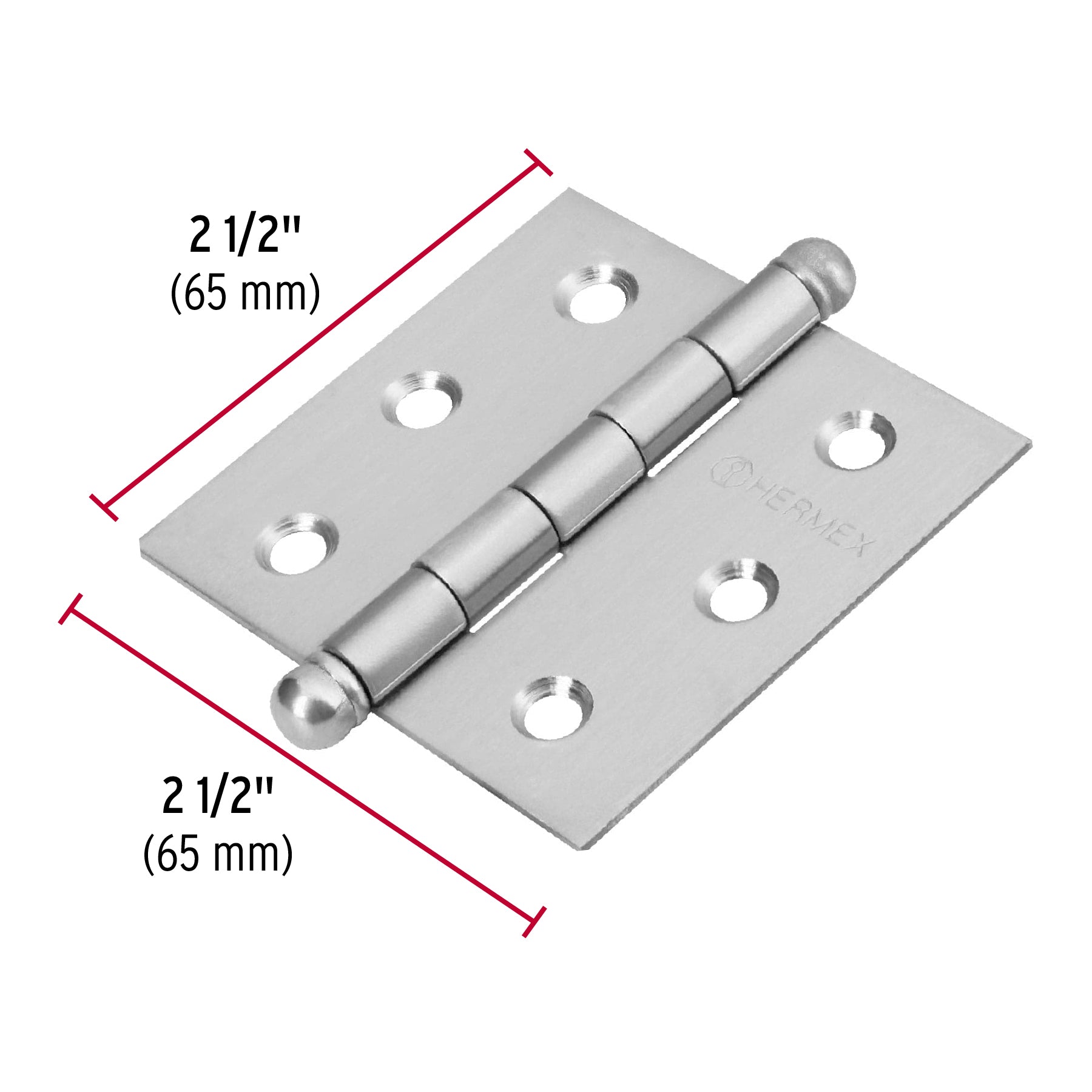 Bisagra cuadrada 2-1/2' acero inox, cabeza redonda, Hermex BC-254R 43221 MM00