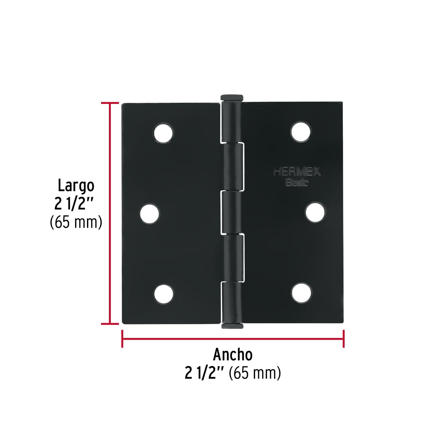 Bisagra cuadrada 2-1/2', negro mate, cabeza plana, Basic BC-256PP 27133 MM00