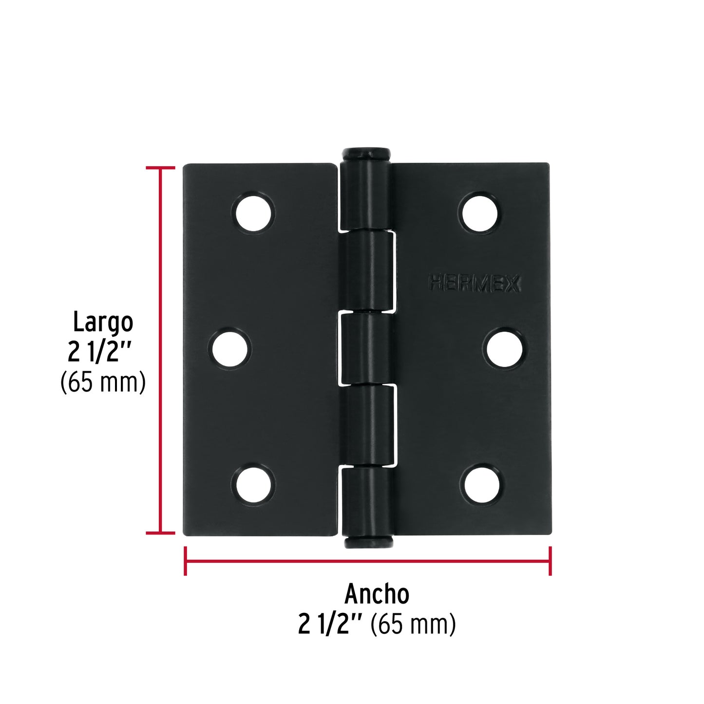 Bisagra cuadrada 2 1/2', negro mate, cabeza plana, Hermex BC-256P 46707 MM0