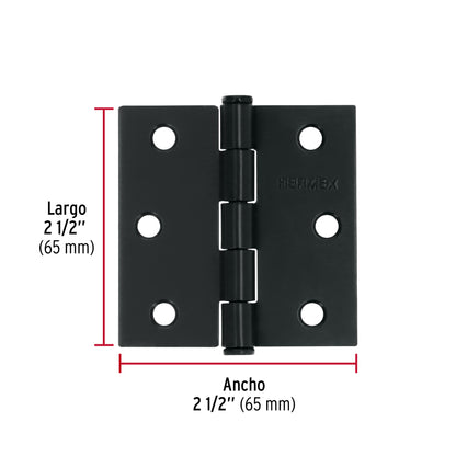 Bisagra cuadrada 2 1/2', negro mate, cabeza plana, Hermex BC-256P 46707 MM0