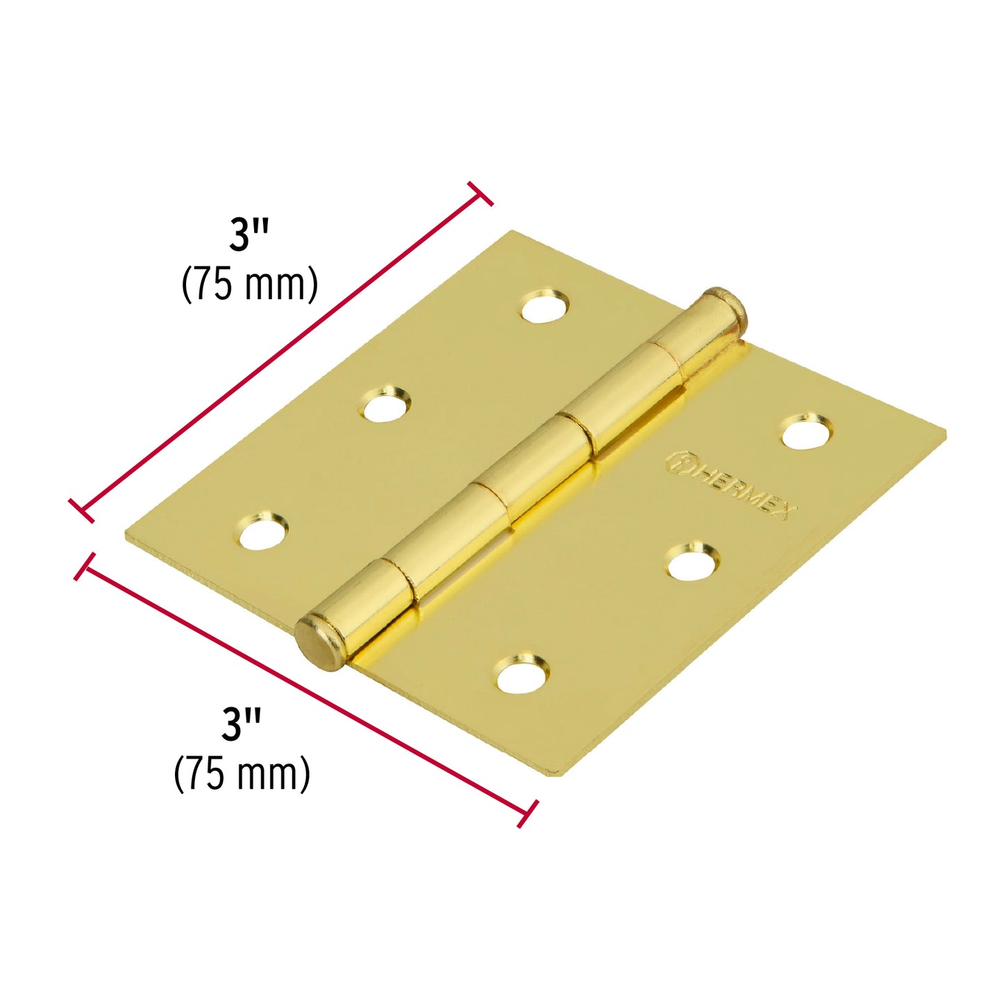 Bisagra cuadrada 3', latonado, cabeza plana, Hermex Basic BC-301PP 28800 MM1