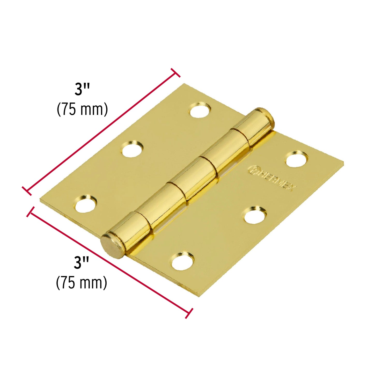 Bisagra cuadrada 3' acero latonado, cabeza plana, Hermex BC-301P 43237 MM0