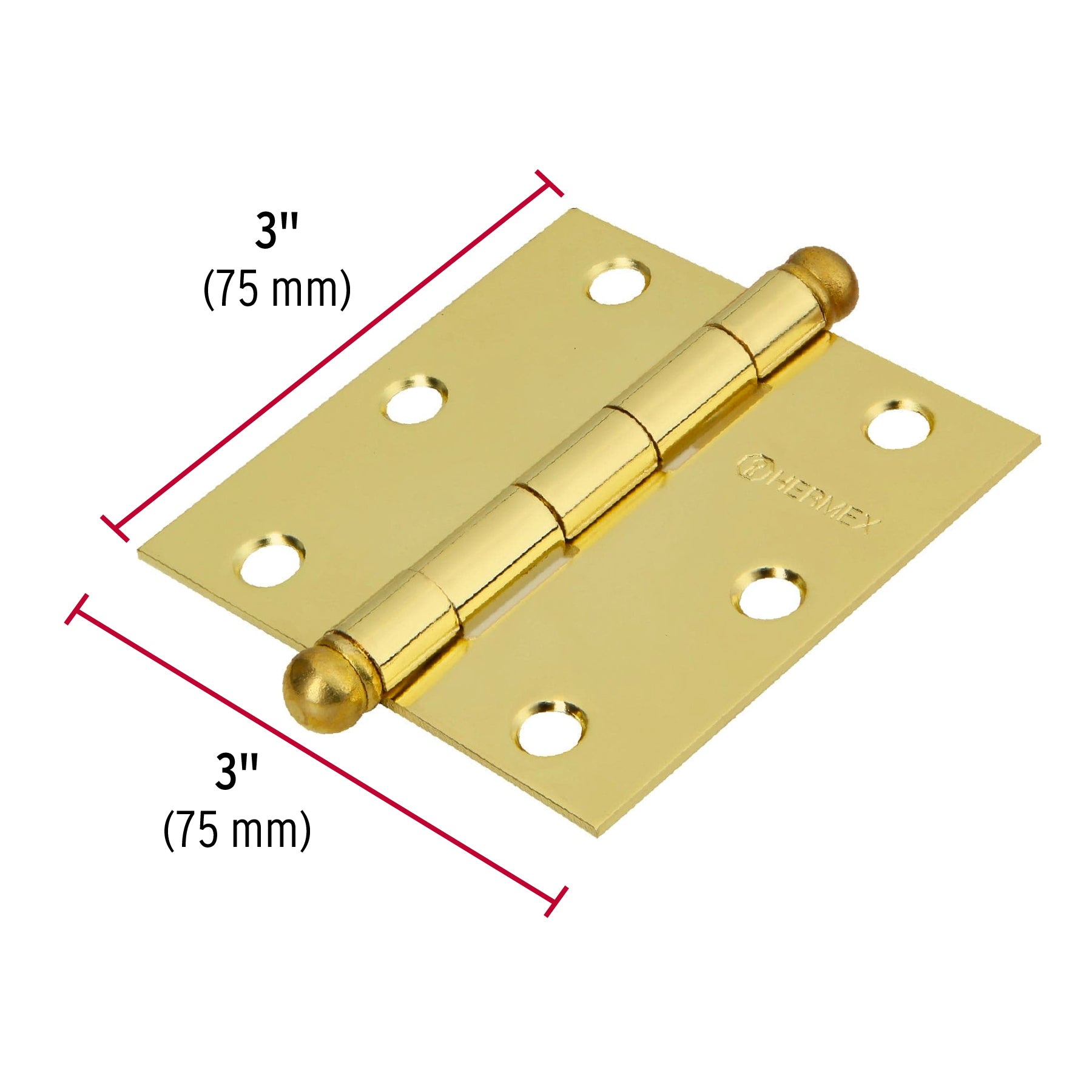 Bisagra cuadrada 3' a. latonado, cabeza redonda, Hermex BC-301R 43232 MM0