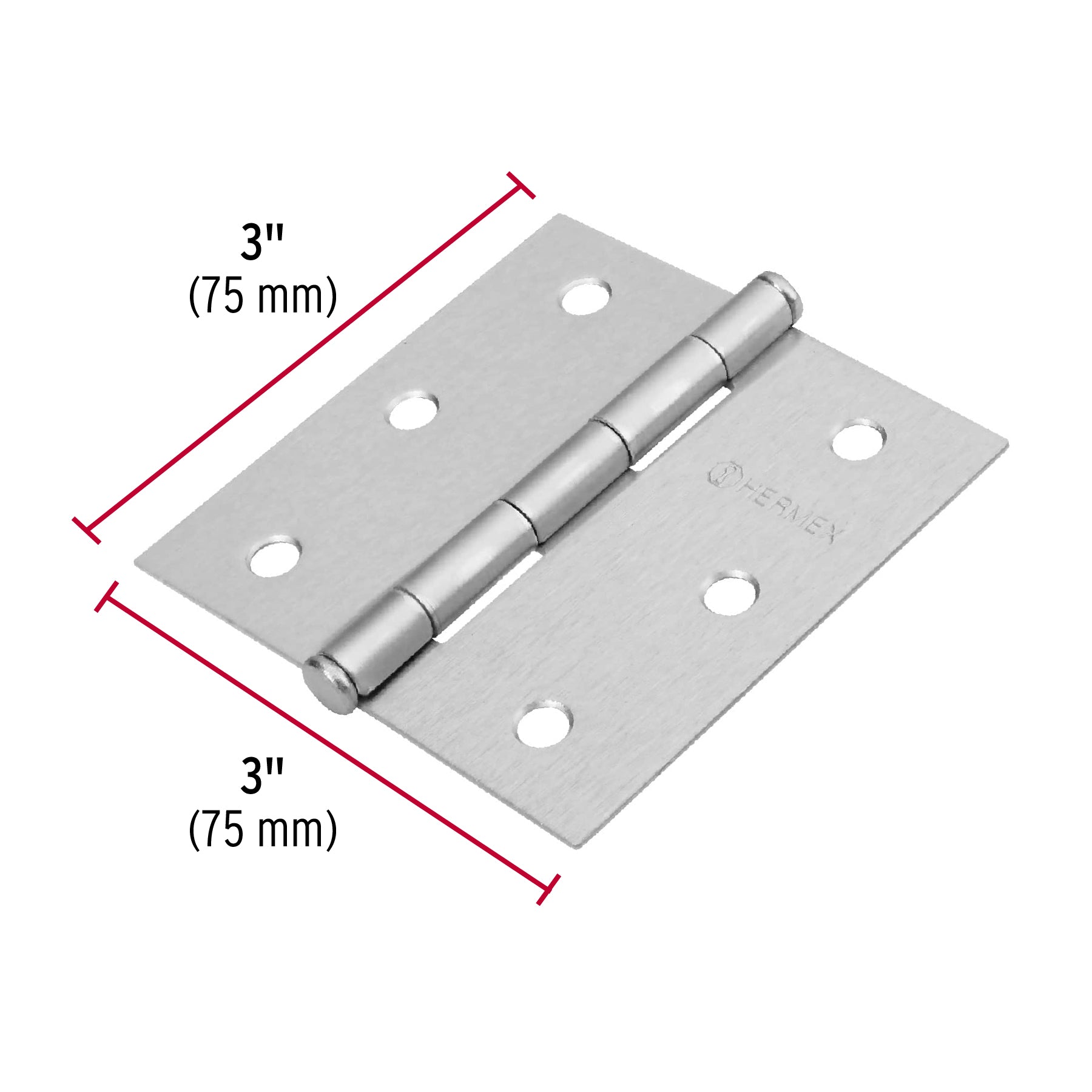 Bisagra cuadrada 3', cromo mate, cabeza plana, Basic BC-303PP 23687 MM1