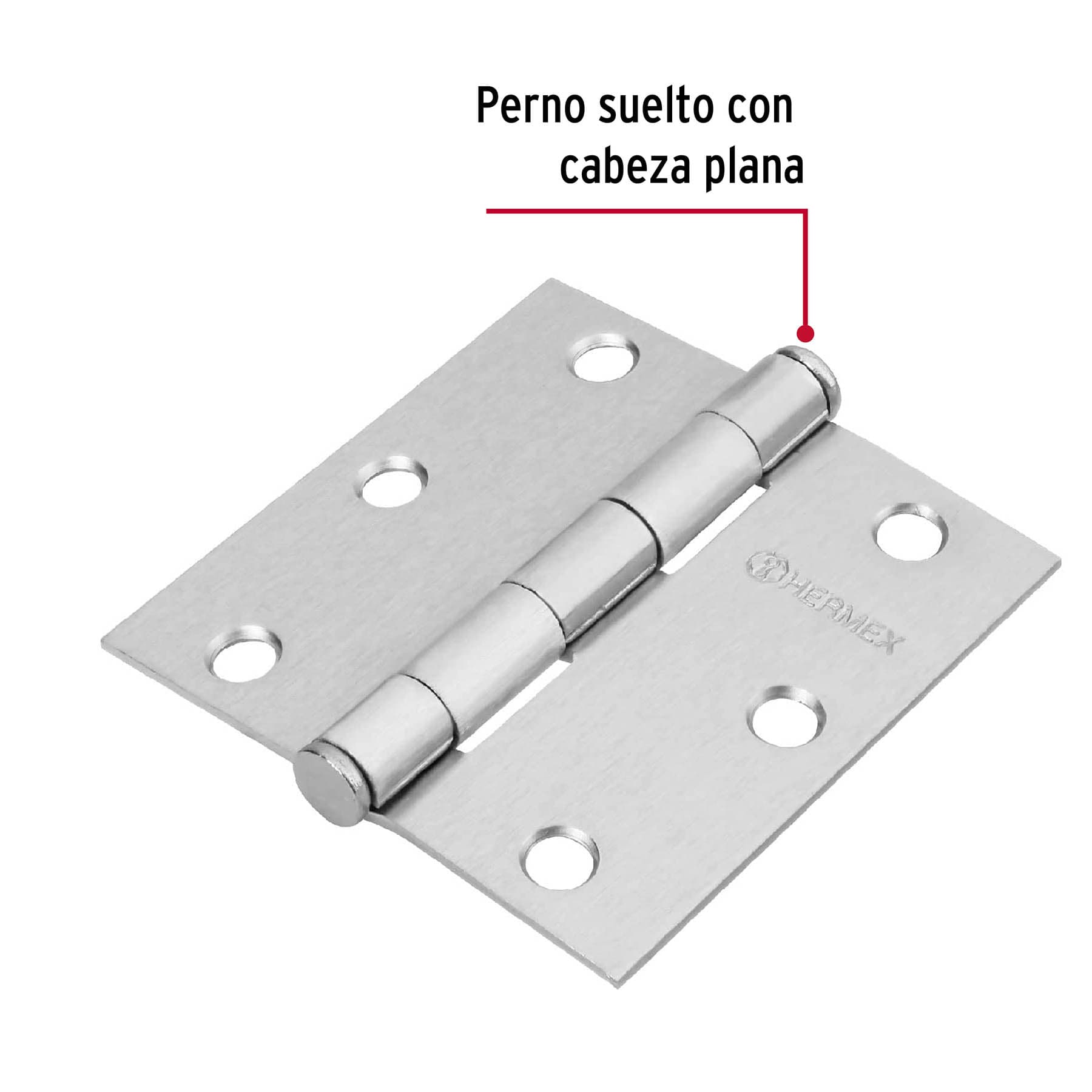 Bisagra cuadrada 3', cromo mate, cabeza plana, Hermex BC-303P 43261 MM0