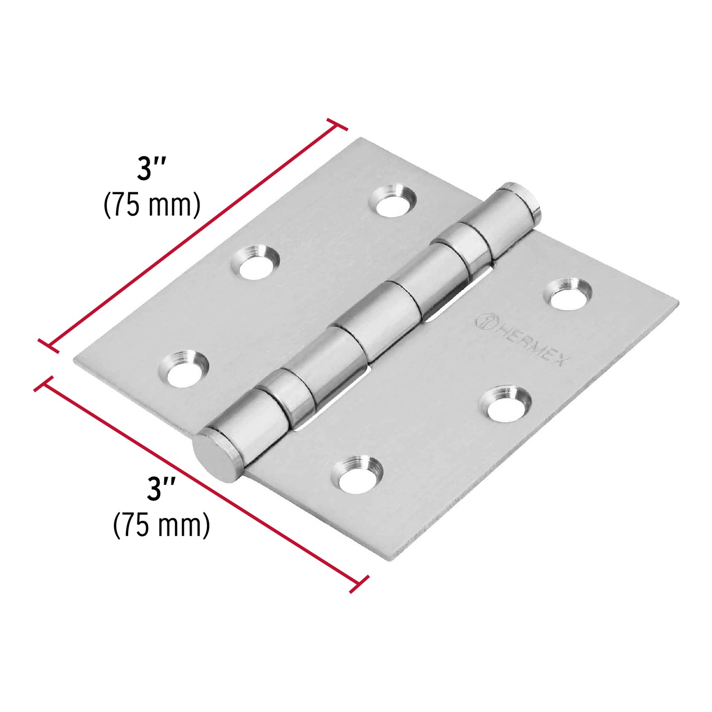 Bisagra cuadrada 3' acero inox, cabeza plana, Hermex BC-304P 43227 MM00