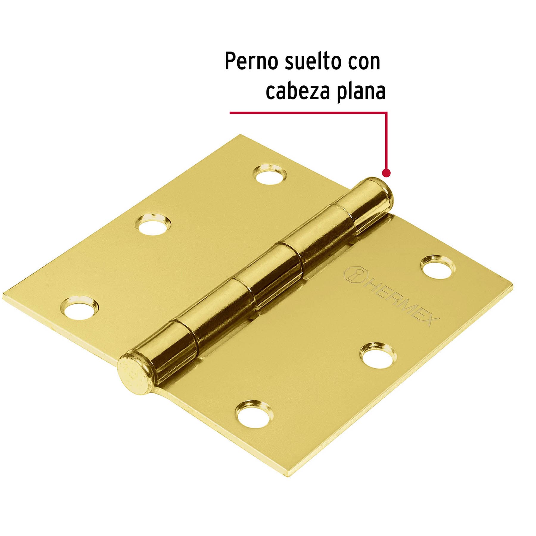 Bisagra cuadrada 3-1/2' acero latonado, cabeza plana, Hermex BC-351P 43238 MM0