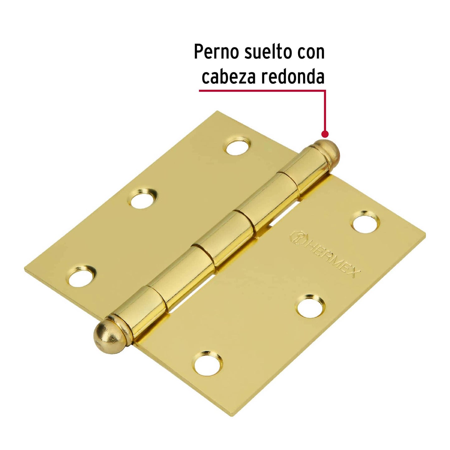 Bisagra cuadrada 3-1/2' a. latonado, cabeza redonda, Hermex BC-351R 43233 MM0