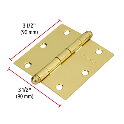 Bisagra cuadrada 3-1/2' a. latonado, cabeza redonda, Hermex BC-351R 43233 MM0