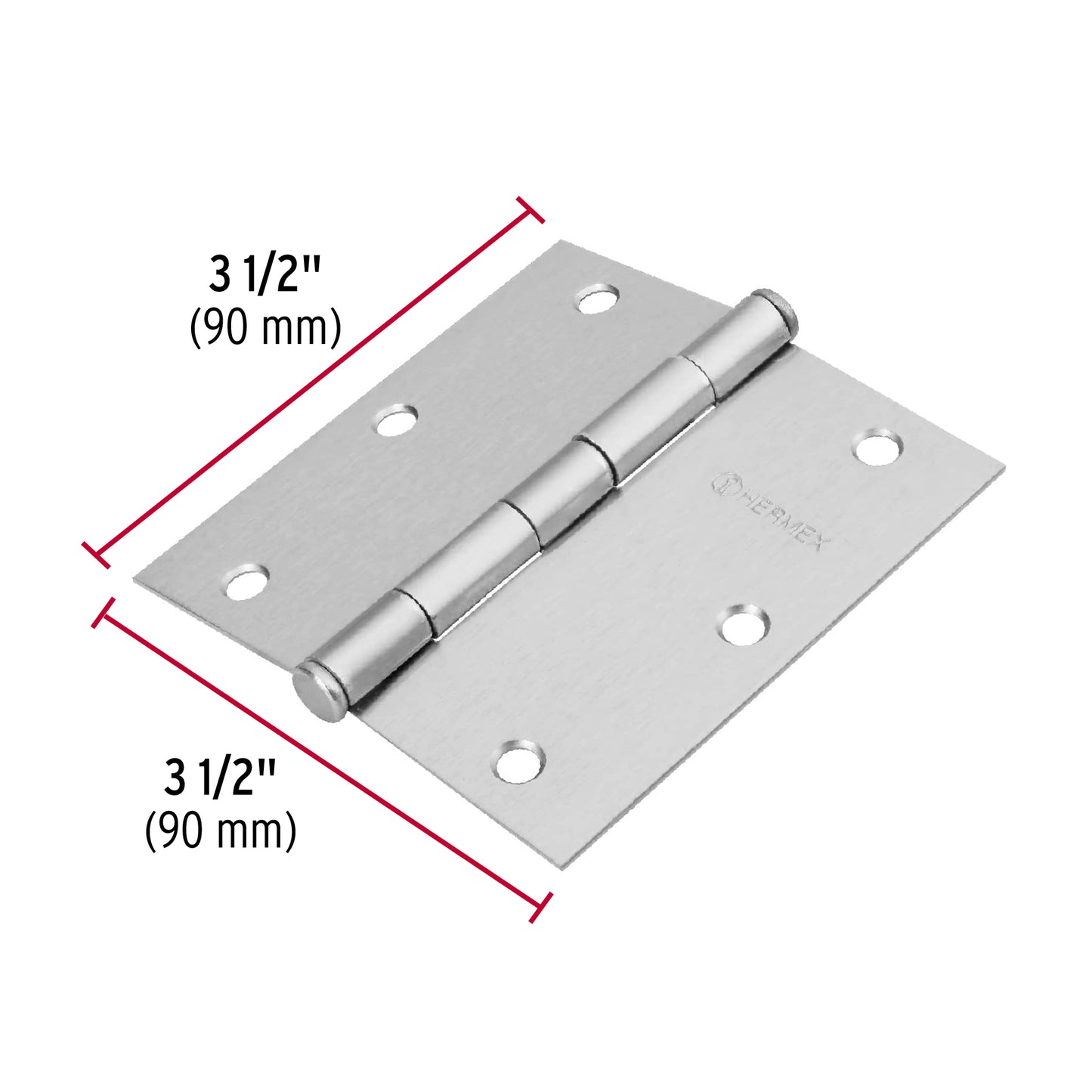 Bisagra cuadrada 3-1/2', cromo mate, cabeza plana, Basic BC-353PP 23688 MM1