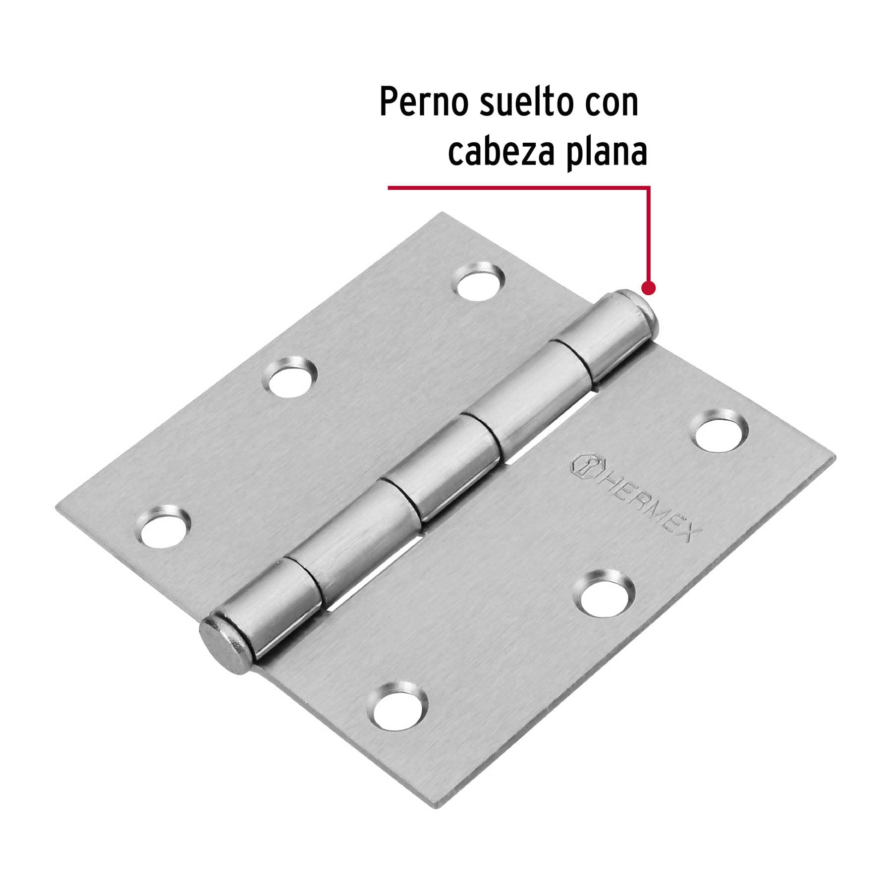 Bisagra cuadrada 3-1/2', cromo mate, cabeza plana, Hermex BC-353P 43262 MM0