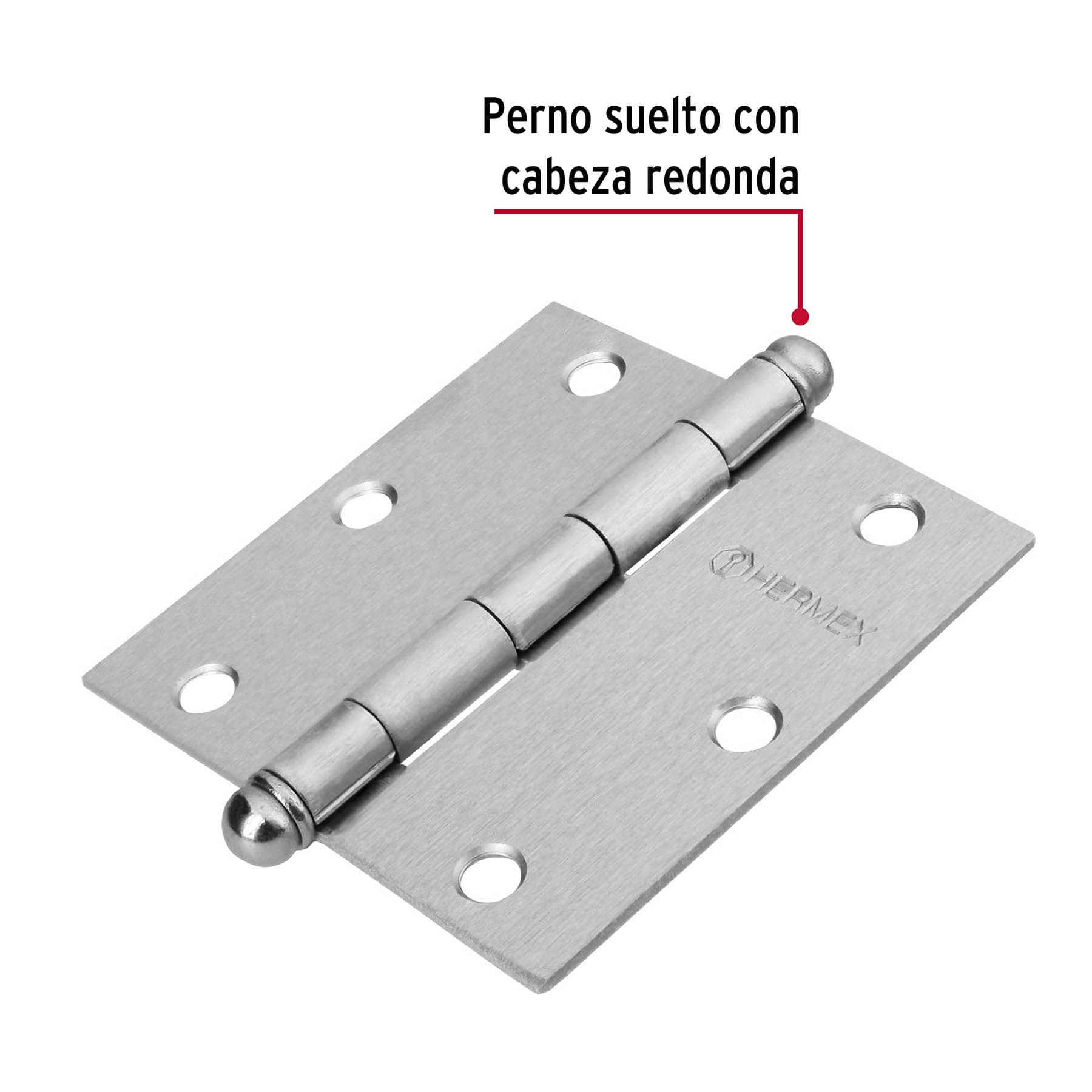 Bisagra cuadrada 3-1/2', cromo mate, cabeza redonda, Hermex BC-353R 43257 MM0