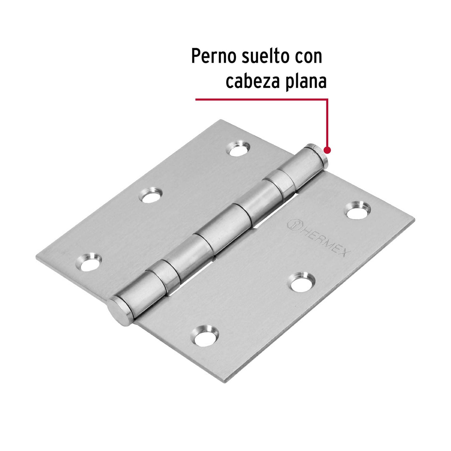 Bisagra cuadrada 3-1/2' acero inox, cabeza plana, Hermex BC-354P 43228 MM00