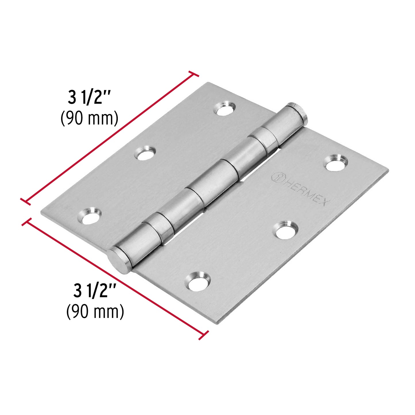 Bisagra cuadrada 3-1/2' acero inox, cabeza plana, Hermex BC-354P 43228 MM00