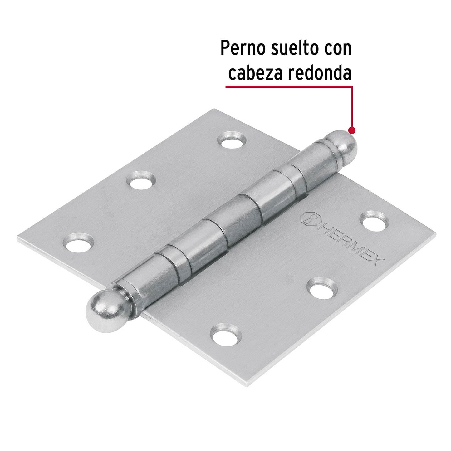 Bisagra cuadrada 3-1/2' acero inox, cabeza redonda, Hermex BC-354R 43223 MM00