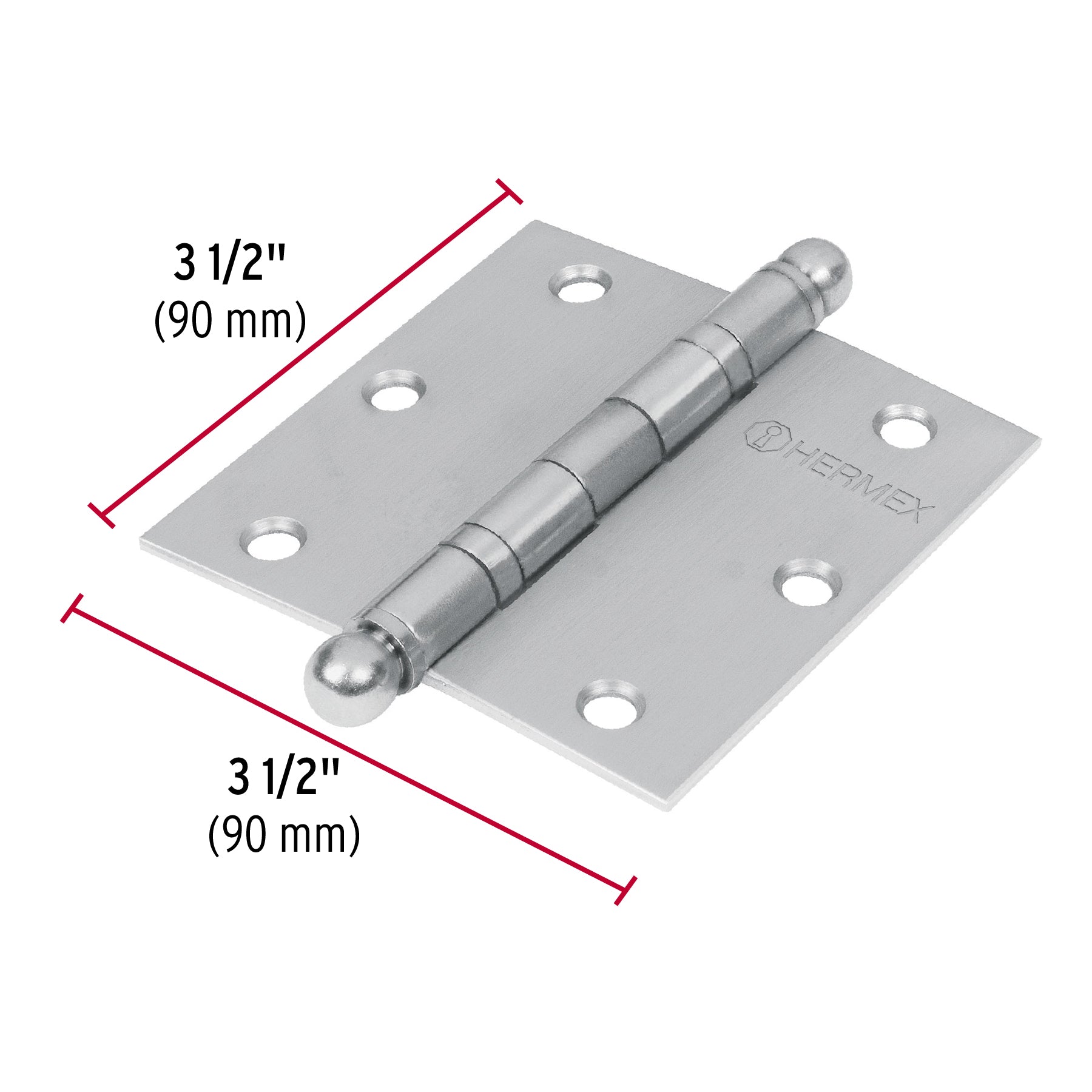 Bisagra cuadrada 3-1/2' acero inox, cabeza redonda, Hermex BC-354R 43223 MM00