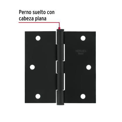 Bisagra cuadrada 3-1/2', negro mate, cabeza plana, Basic BC-356PP 27135 MM00