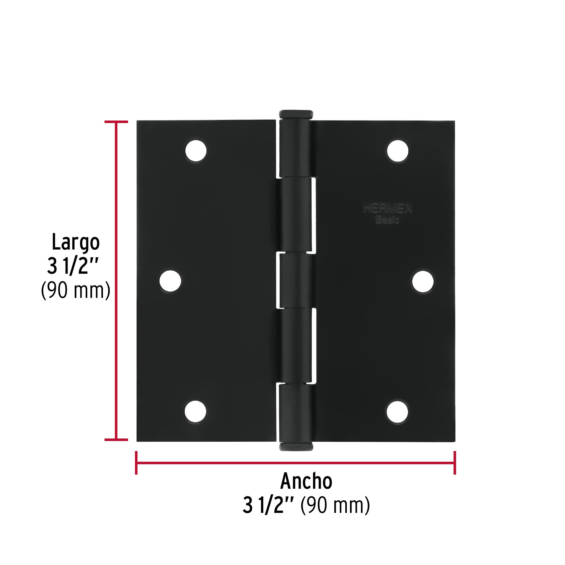 Bisagra cuadrada 3-1/2', negro mate, cabeza plana, Basic BC-356PP 27135 MM00