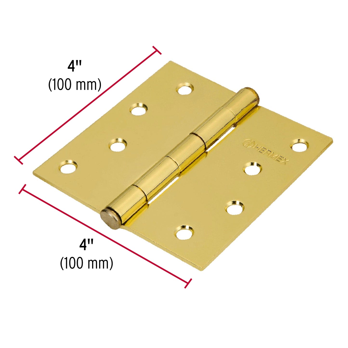Bisagra cuadrada 4' acero latonado, cabeza plana, Hermex BC-401P 43239 MM0