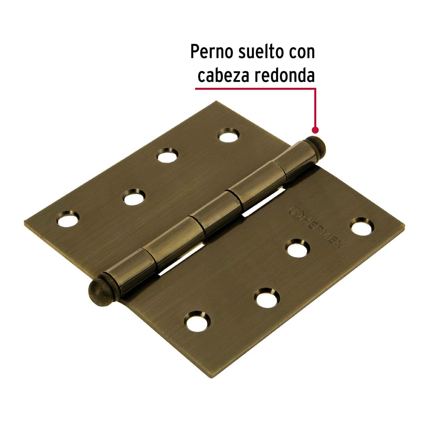 Bisagra cuadrada 4', latón antiguo, cabeza redonda, Hermex BC-402R 43248 MM0