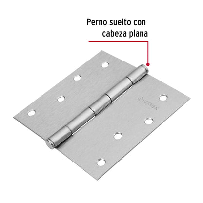 Bisagra cuadrada 4', cromo mate, cabeza plana, Basic BC-403PP 23689 MM1