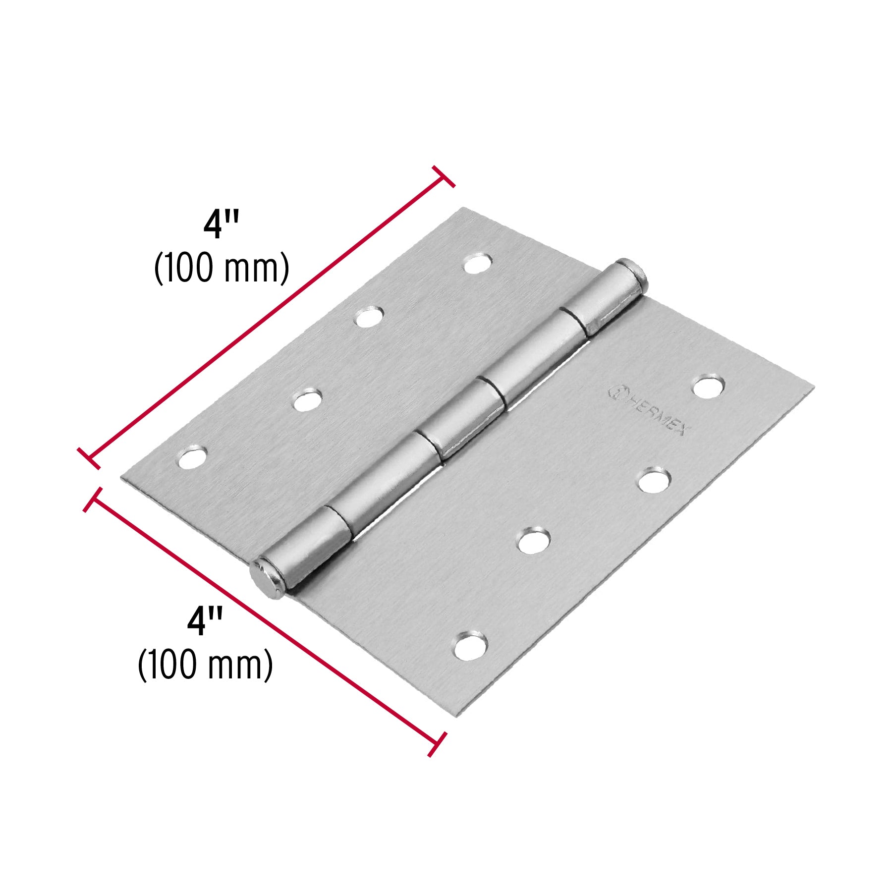 Bisagra cuadrada 4', cromo mate, cabeza plana, Basic BC-403PP 23689 MM1