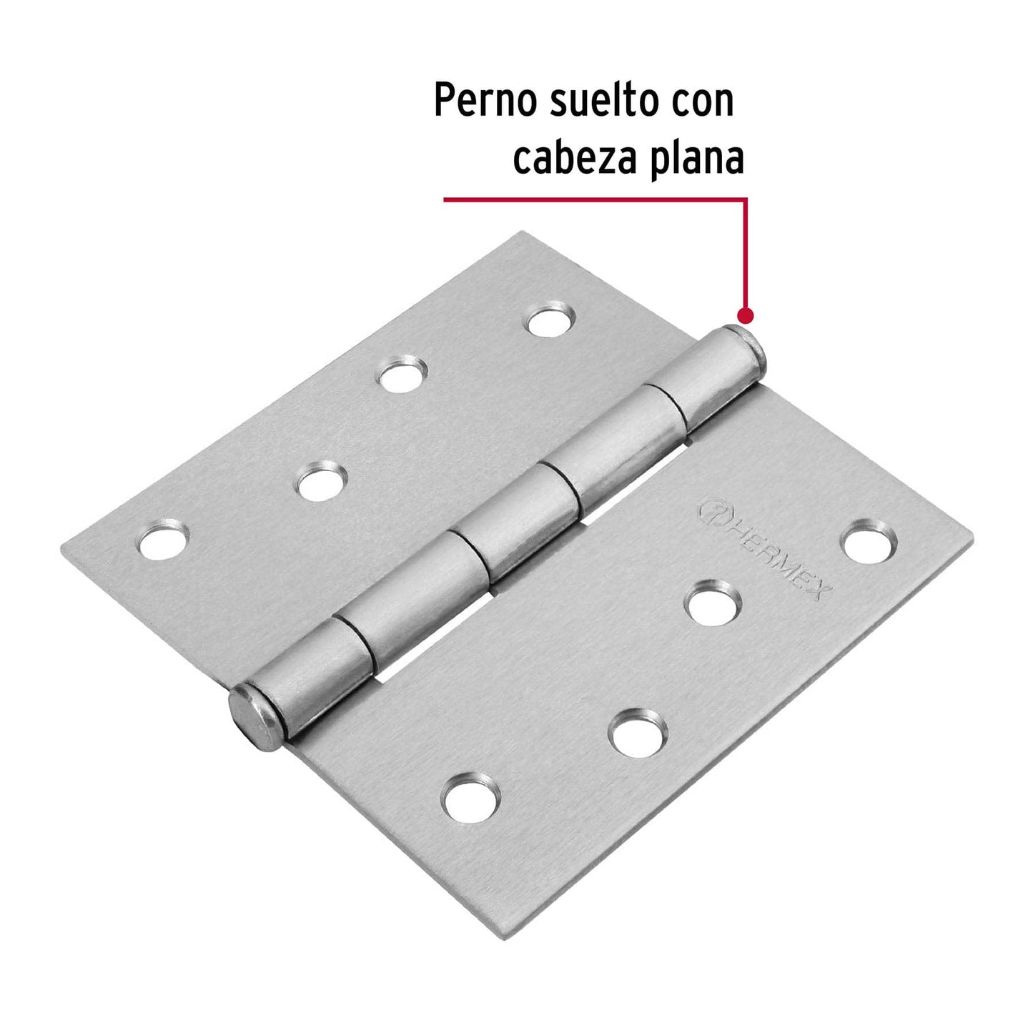 Bisagra cuadrada 4', cromo mate, cabeza plana, Hermex BC-403P 43263 MM0